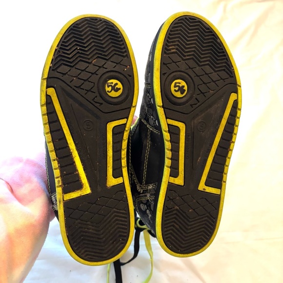 OP Sneakers Black Neon Green with Skulls Youth SZ 5 WORN 1X - Picture 8 of 13